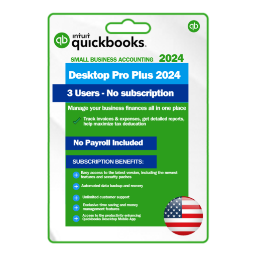 QuickBooks Desktop Pro Plus 2024 Lifetime License 3 Users USA Key